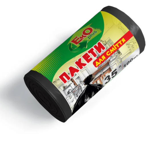 Пакети для сміття 35*100 Чорні ТМ EKO+